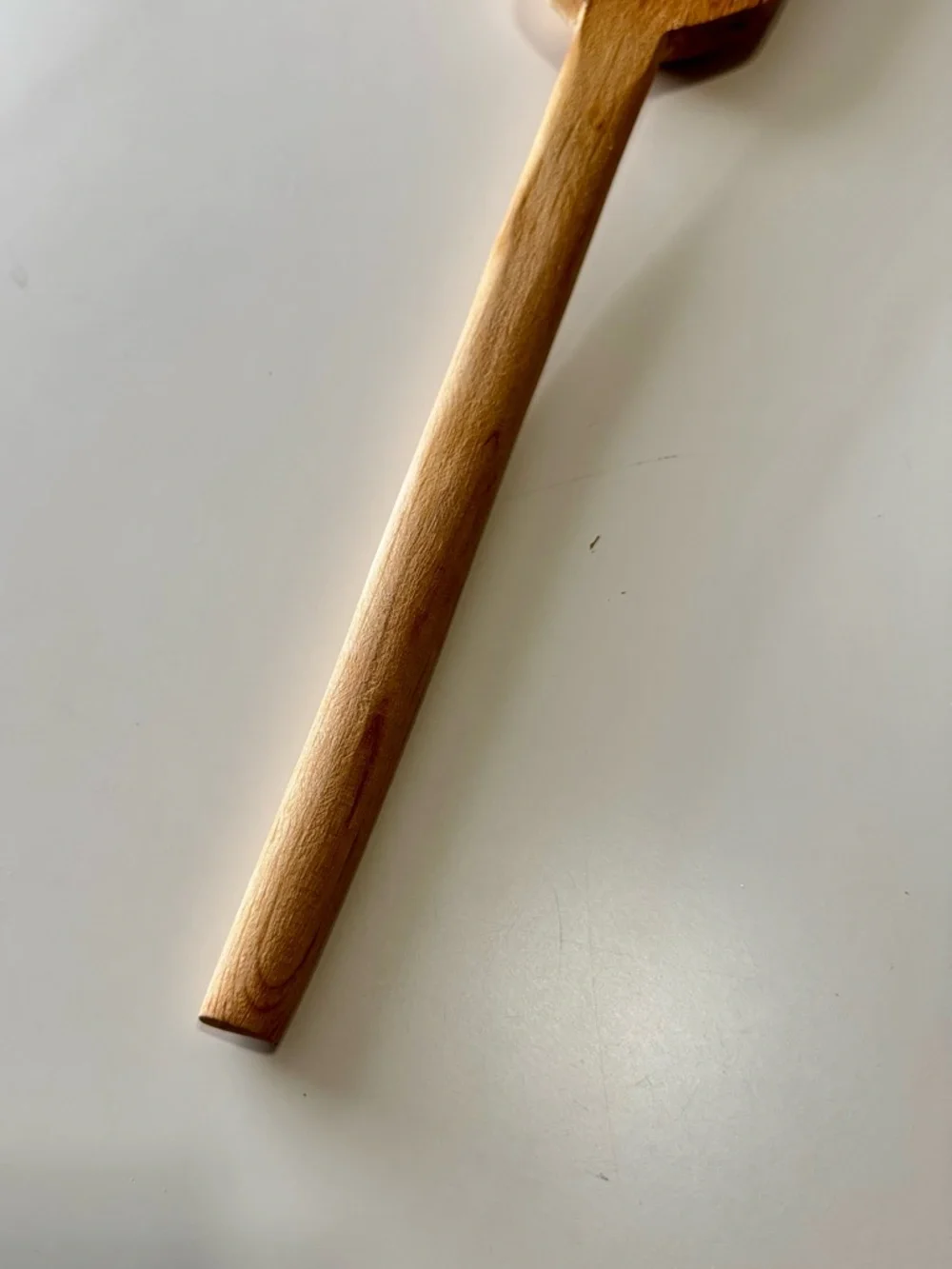 VINTAGE Solid Wood Old Handmade Heavy Wooden Long-Handled Spoon